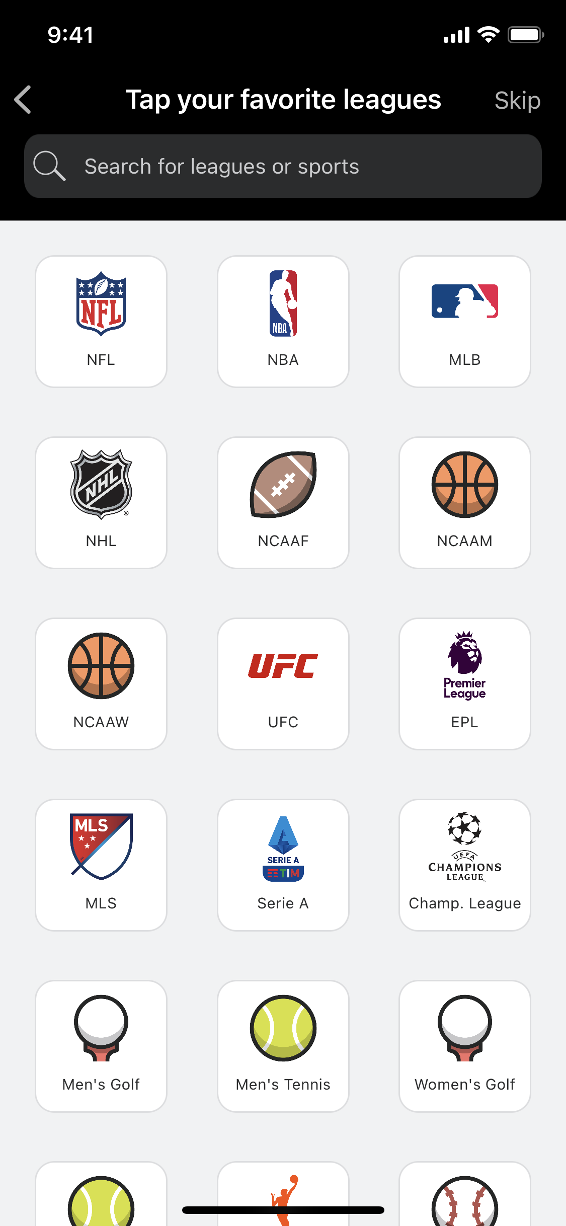 ESPN iOS Screen