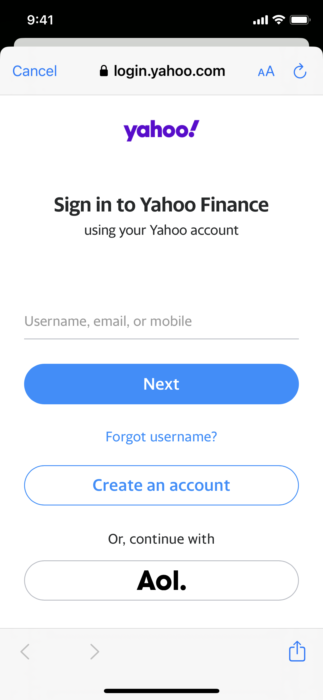 Yahoo Finance iOS